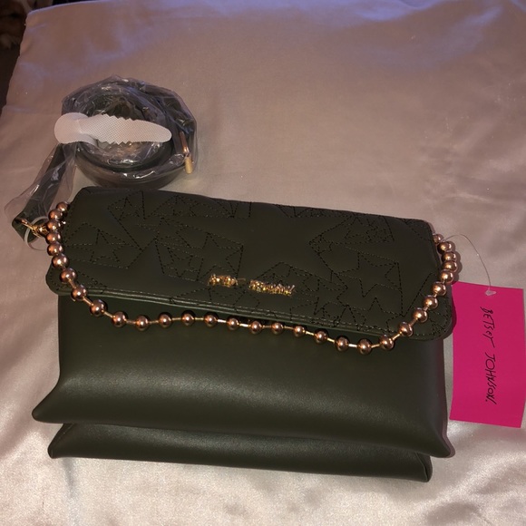 Betsey Johnson Quilted Star Crossbody Or Shoulder Bag Olive Green NWT - Picture 12 of 16
